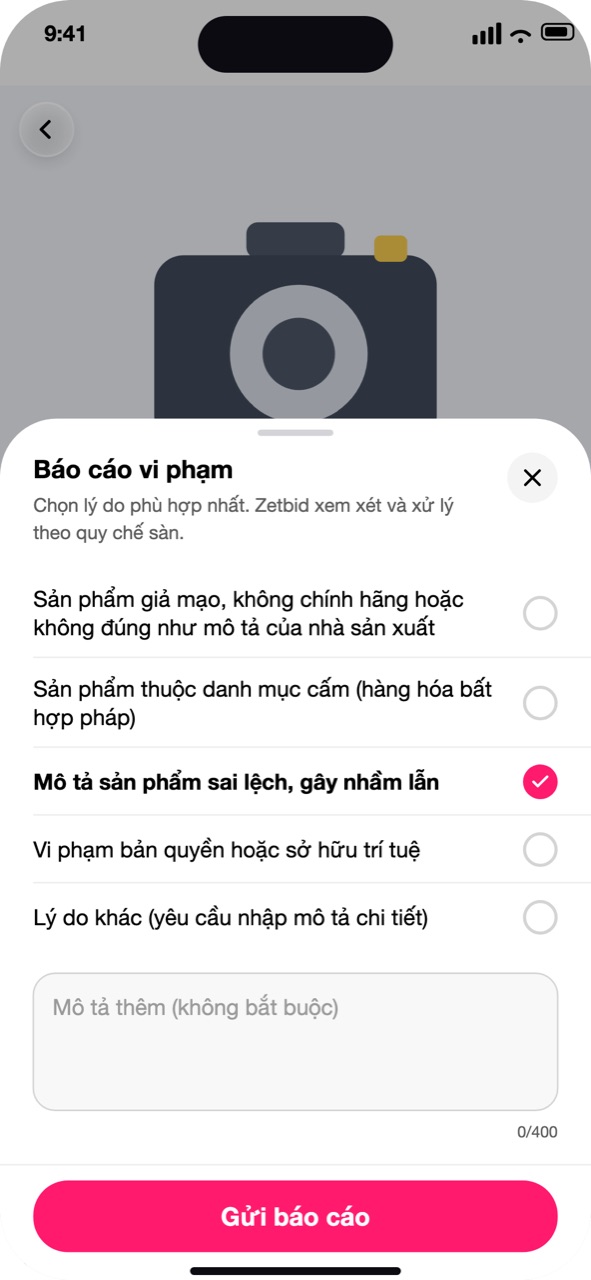 Bảng Báo cáo vi phạm