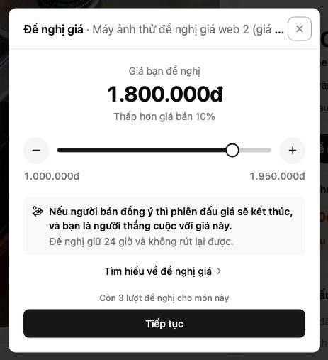 Hộp thoại Đề nghị giá, bước chọn giá