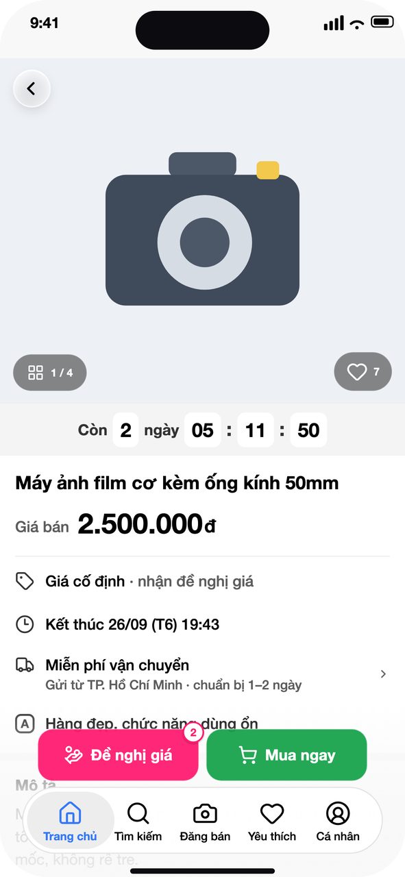 Tin giá cố định: nút Đề nghị giá cạnh Mua ngay
