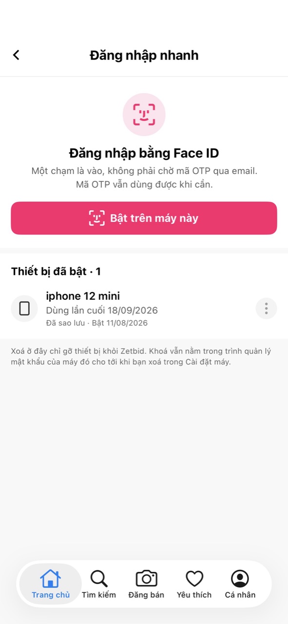 Màn Đăng nhập nhanh với nút Bật trên máy này