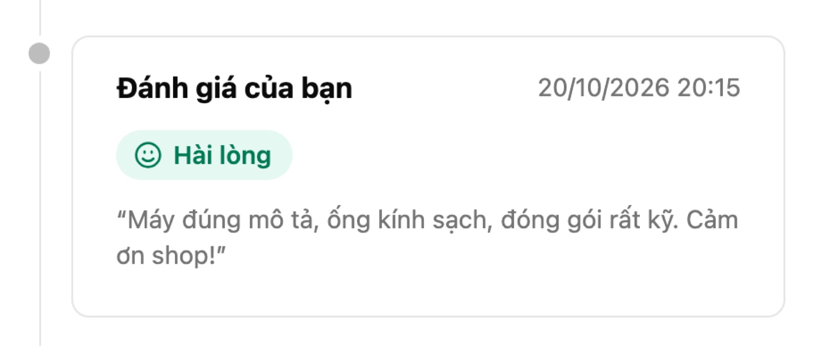 Thẻ Đánh giá của bạn sau khi gửi