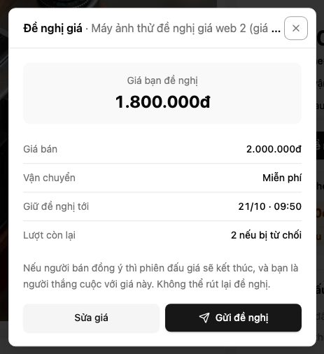 Hộp thoại Đề nghị giá, bước xem lại