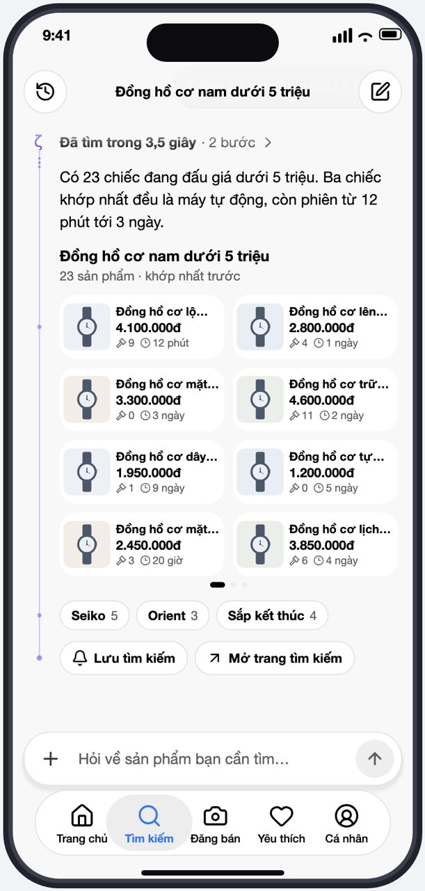 Trợ lý tìm kiếm trả kết quả cho một câu mô tả