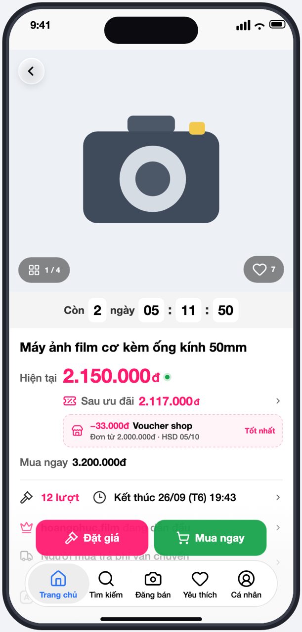Trang sản phẩm có dòng Sau ưu đãi dưới giá