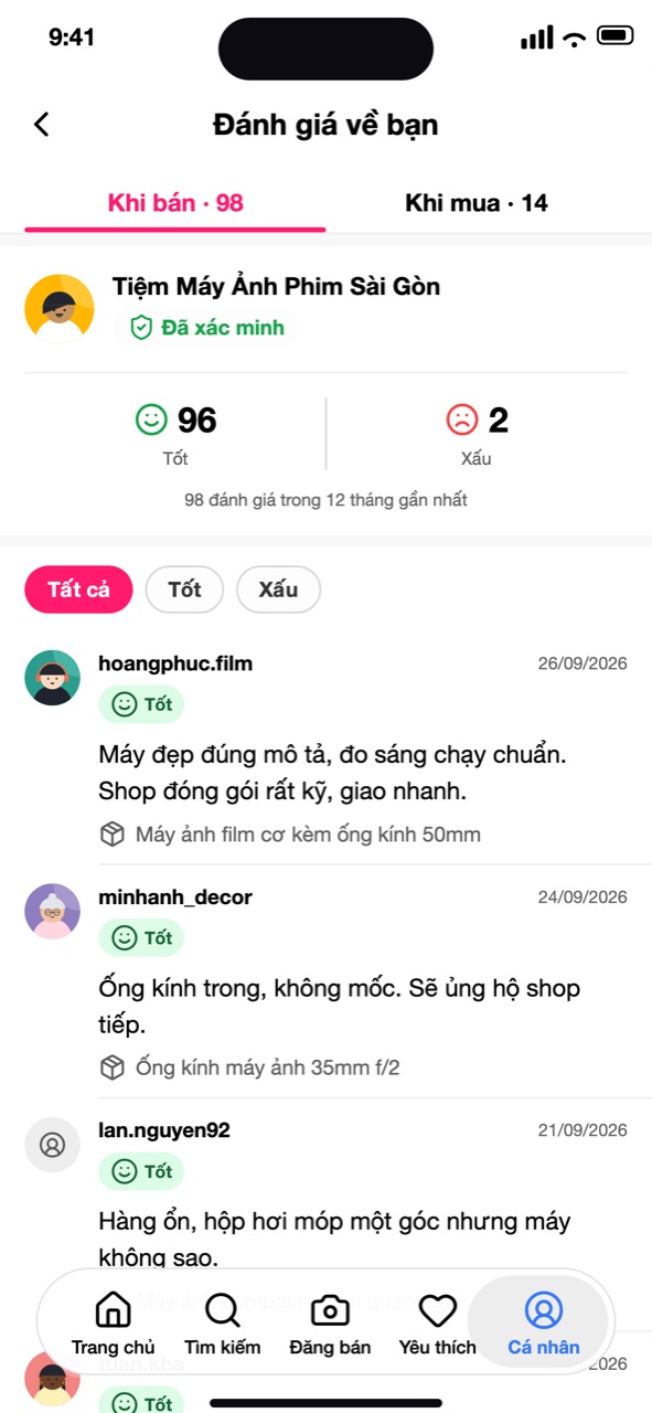 Màn Đánh giá về bạn