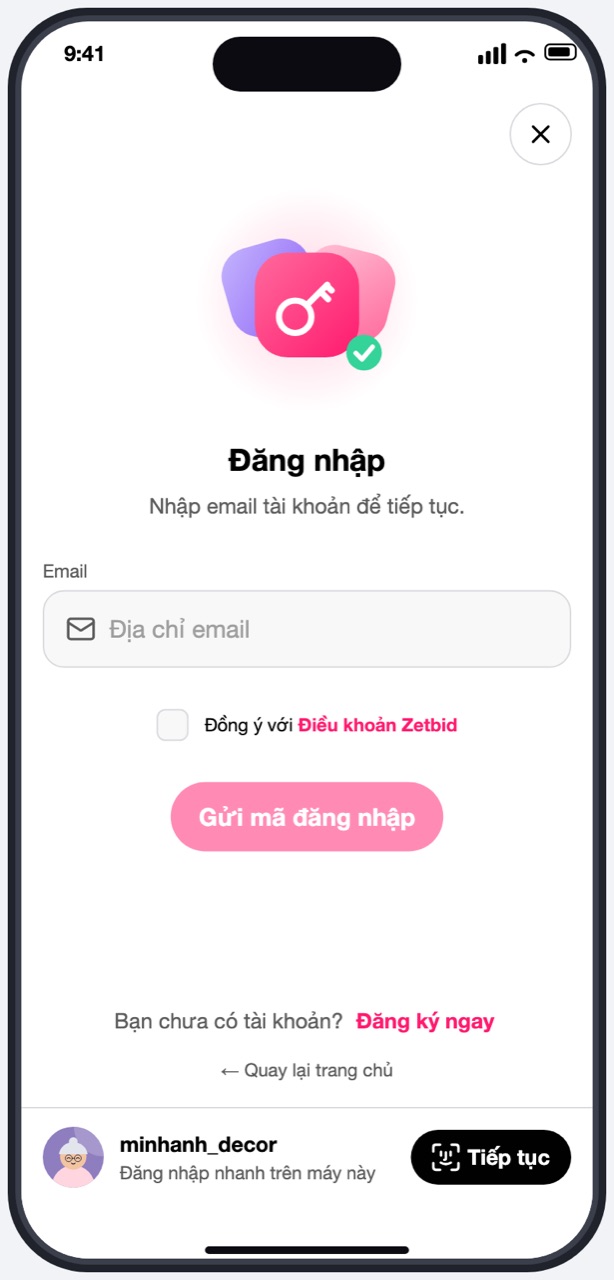 Thanh Đăng nhập nhanh ở đáy màn Đăng nhập