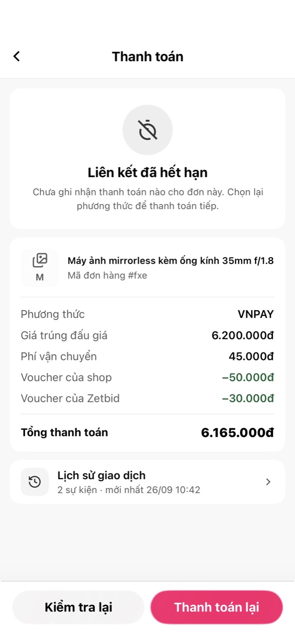 Thẻ Liên kết đã hết hạn