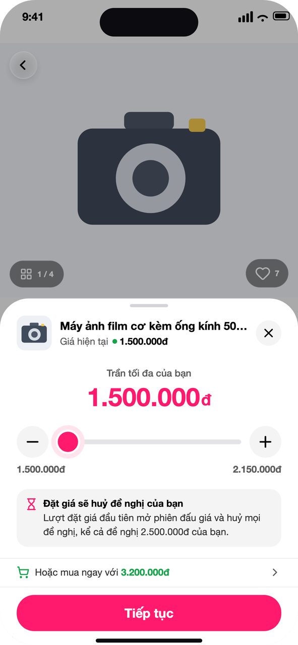 Đặt giá khi đang có đề nghị chờ