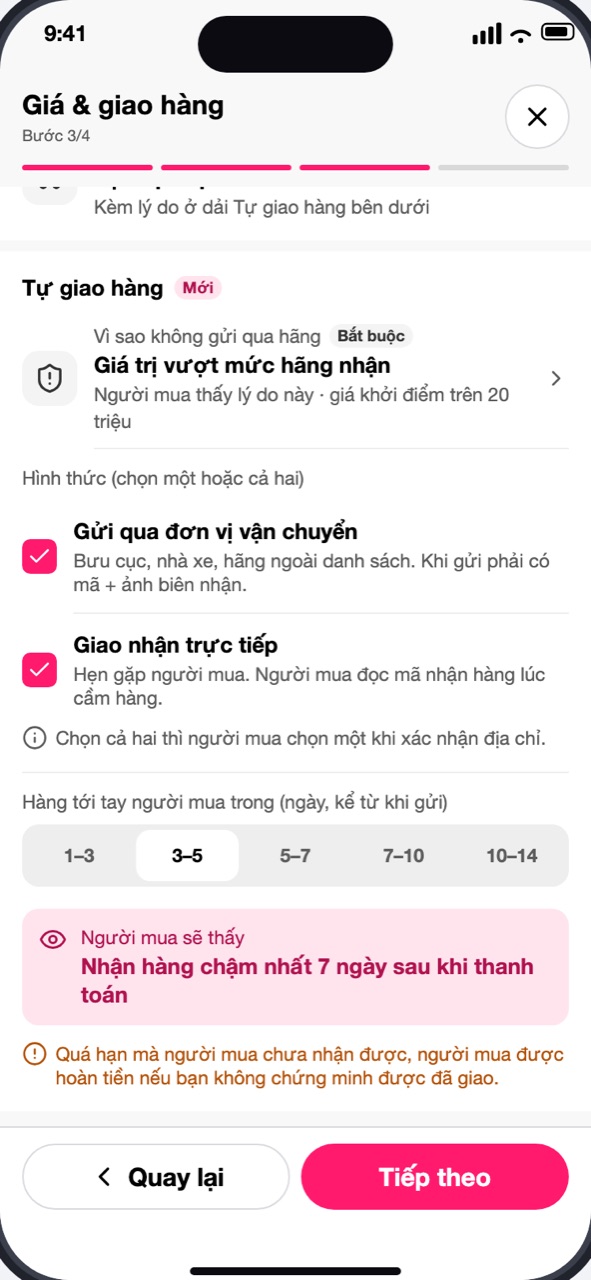 Mục Tự giao hàng: lý do, hình thức giao, thời gian giao và câu người mua sẽ thấy