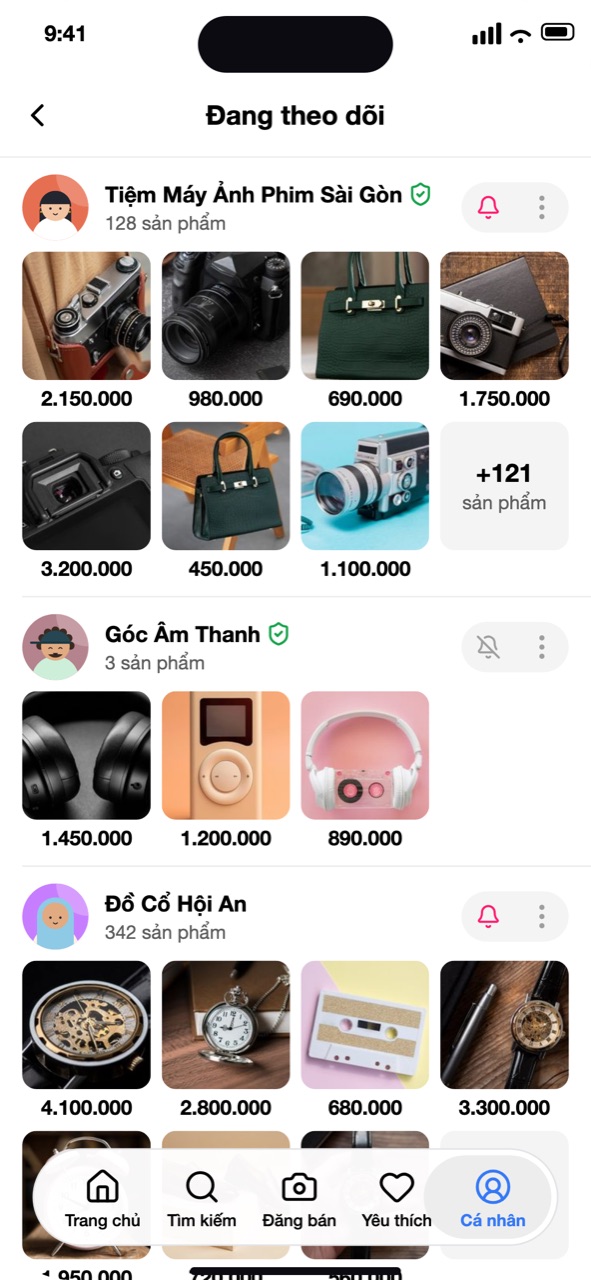 Danh sách cửa hàng đang theo dõi