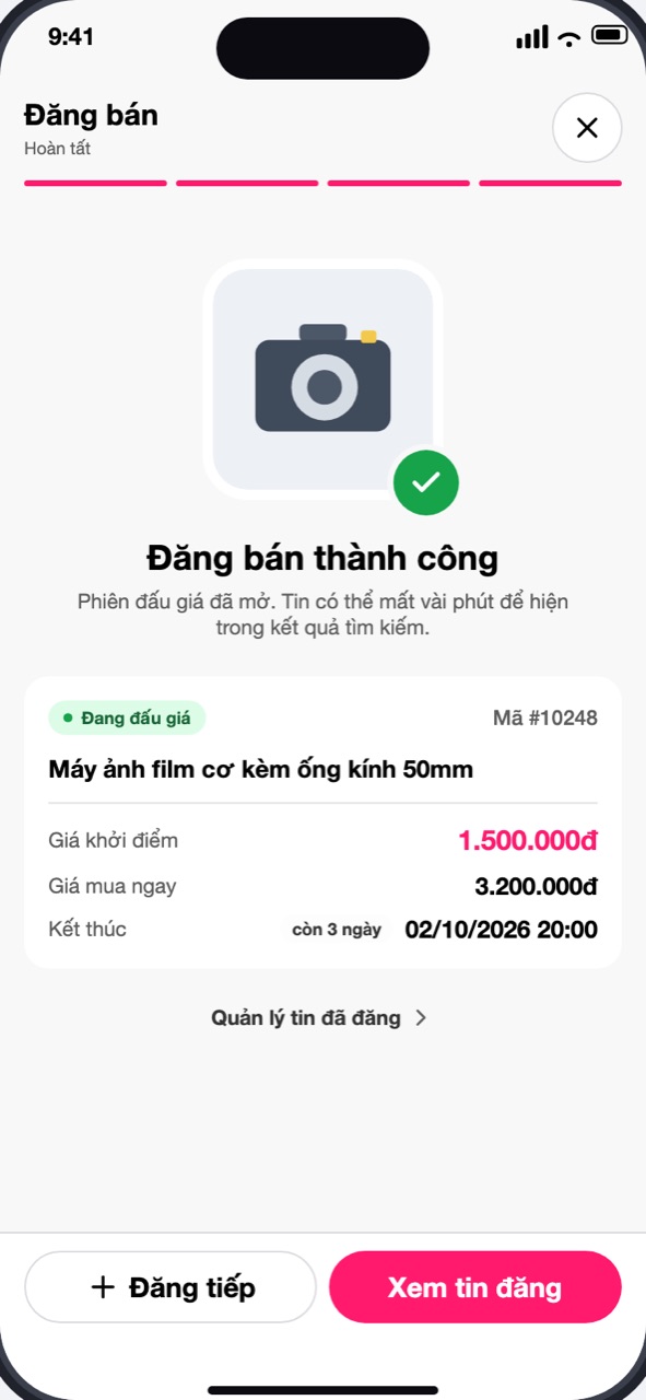 Màn Đăng bán thành công